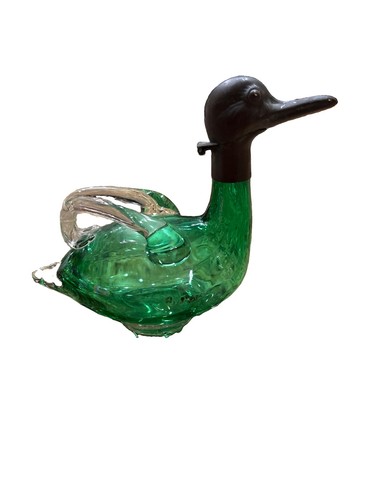 Antique green glass - green, duck
