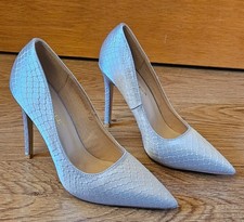 Women Bigtree Stiletto 4Inch High Heels Silver Croc Design Court Shoe Size UK 4 