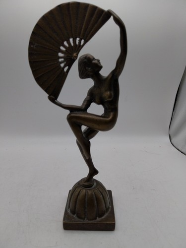 Bronze art deco figurine lady - art,
