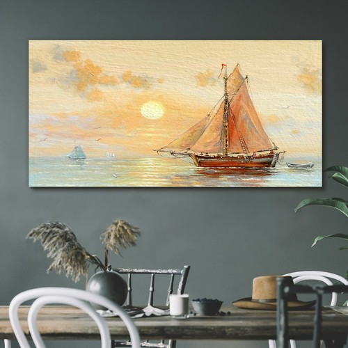 Oil painting boat - oil, sea