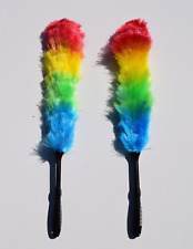 2x High Quality Sturdy Anti static Rainbow Feather Cleaning Duster Grip Handle