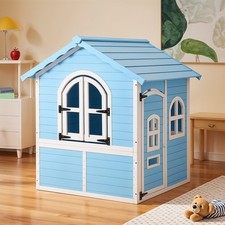 Blue Wooden Kids Playhouse w/