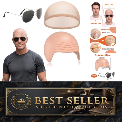 Bald cap costume kit with - bald,