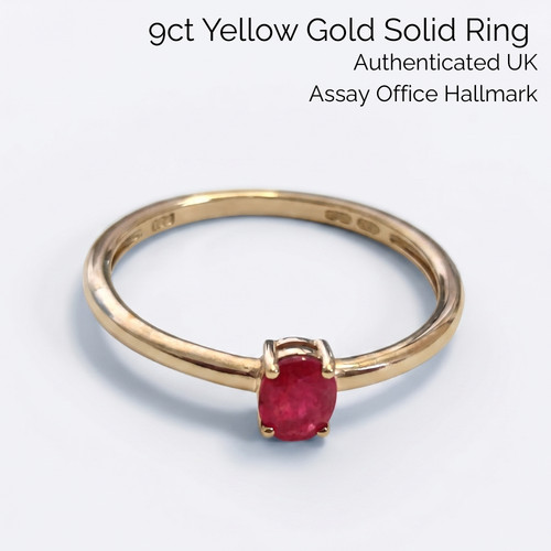 9ct yellow gold rubellite ring - rubellite,
