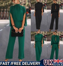 UK Womens Wide Leg Jumpsuit Ladies Evening Party Holiday Long Playsuit Size 6-18