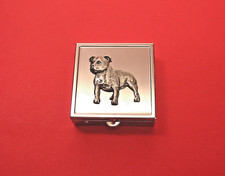 Staffordshire Bull Terrier Design Square Mint Pill Box & Vanity Mirror Mum Gift