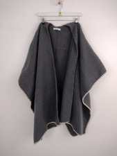 M&S Women's Wool Blend Grey Open Poncho One Size New F2