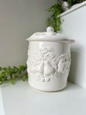 Royal Norfolk Very Large Kitchen Canister White Ceramic Embossed Fruit 32cm