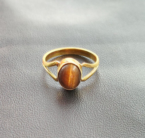 Tiger eye gemstone dual band - tiger's,