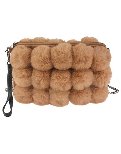 Small fluffy pompoms messenger - small,