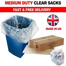 140 Gauge Clear Refuse Sacks Large Bin Liners Rubbish Waste Recycling Bags 90L
