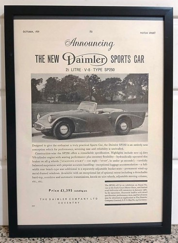 Framed original classic car - original, ad
