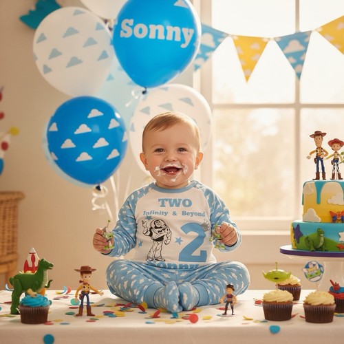 Baby boy birthday blue - birthday, pyjamas