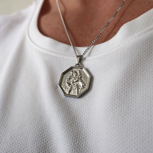 Silver christopher pendant - st,