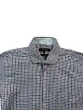 Jaeger Men’s Blue Check Slim Fit Long Sleeve Shirt - Size “16
