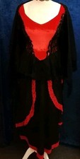 Red Black Saloon Girl With Feather Headband And Shawl Size 14 Approx See Listing