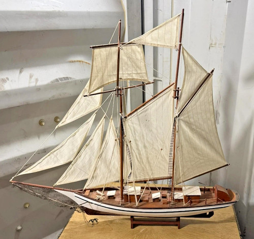 Vintage wooden sailing ship - wooden,