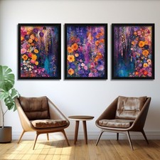 Colourful Floral Wall Art Set