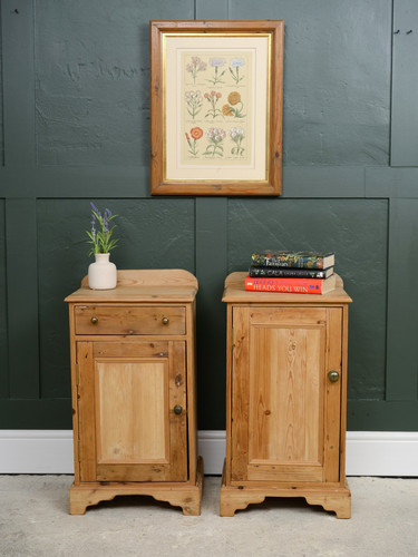 Pair vintage pine bedside - pair,