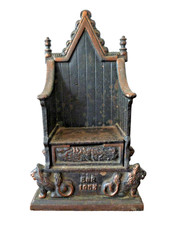 Cast Iron 1953 Queen Elizabeth II Comemorative Coronation Chair Money Box Harper
