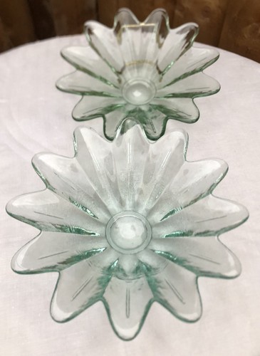 Pair vintage green glass - lt,