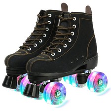 XUDREZ Cowhide Roller Skates for Women and Men High-Top Shoes Double-Row Size 38