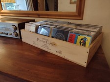 CD Storage Box. Wooden wine box. French. (BOX ONLY)