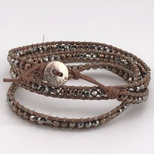STELLA & DOT Wrap Bracelet Leather and Sparkle Retro Christmas Party Disco