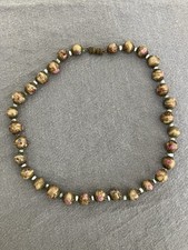 VINTAGE VENETIAN MURANO WEDDING CAKE PALE BLUE PINK GOLD BEADS NECKLACE 15”