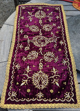 Heavily Embroidered Wall Hanging Table Runner  Silver and Gold Thread  & Sequins