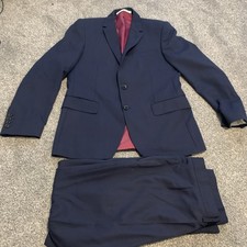 M&S MARKS & SPENCER Navy Blue Woolmark 2pc Suit  Chest 38 Waist 34” Leg 29”
