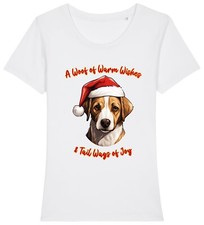 Womens JACK RUSSELL Christmas T-Shirt Santa Hat Dog Woof Wishes Ladies Mum Aunt