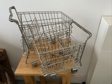 2 X Vintage Miniature Shopping Trolley Working Wheels And Flap 10x10” And 8x8”