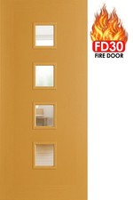 PREMDOR Internal Door Pre-Finished Glazed Fire Door Oak 4L Clear Glass 🔥FD30