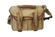 Lrg BILLINGHAM No. 225 Tan Canvas & Leather CAMERA BAG 13" x 7.5" x 8" -A39