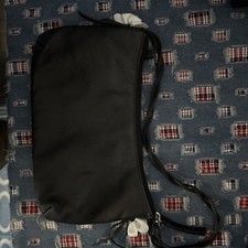 Tula Small Black Leather Shoulder Bag, White Flowers Below Strap, Twist Handle