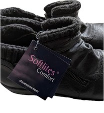 New Softlites Womens Boots Black Zip Up Wedge Ankle shoezone Size UK 6