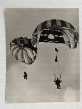 2 Parachutists Mid-Air Skydiving Sport Parachute Aerial View 1960s 1970s Photo