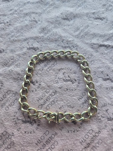 9ct gold curb - bracelet, 8.5"