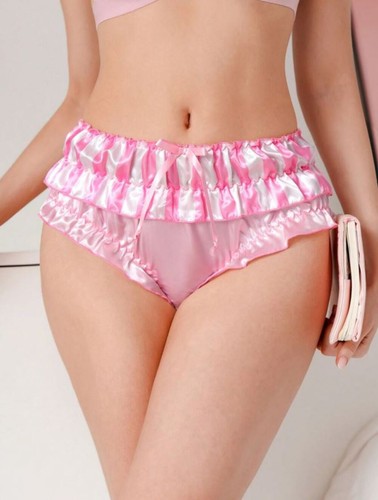 Pink silky satin knickers - pink,