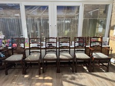 Set of Six Webber Oak Dining Chairs(Two Armchairs) Vintage