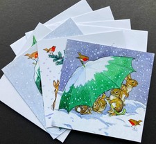 SET OF 4 Rabbit Christmas