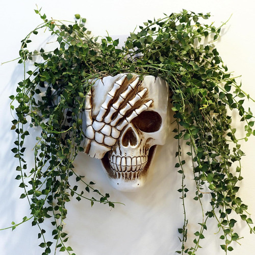 Skull wall planter resin - skull,