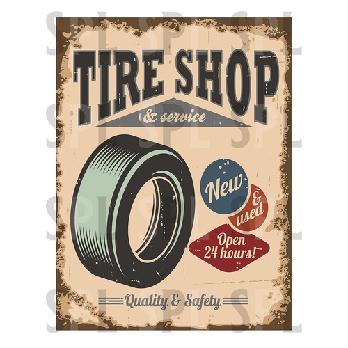 Tire shop retro - tire,