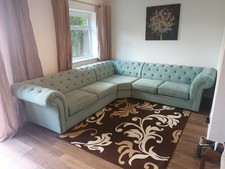 Large Chesterfield Corner Sofa 3c2 Soft Duckegg Blue/Green