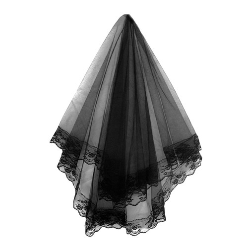 Lace bridal veil black - black, wedding
