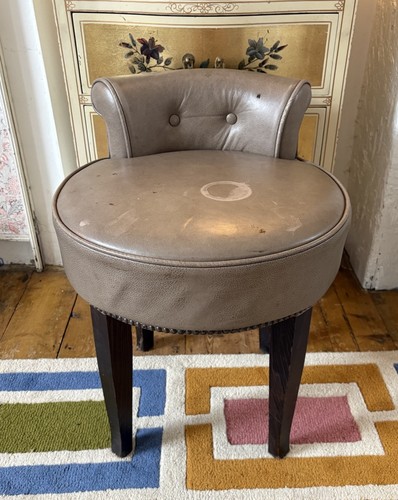 Grey leather vanity - leather, chair