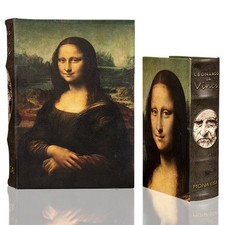 Da Vinci MONA LISA Book Box Set Secret Storage Wood Box Coffee Table Art Decor