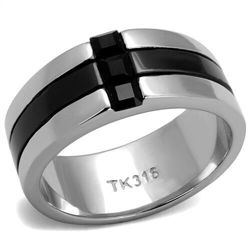 Mens cross ring black 9mm - , band