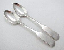 Rare David Manson Dundee Scottish Provincial OAR Georgian Silver Tea Spoons Pair